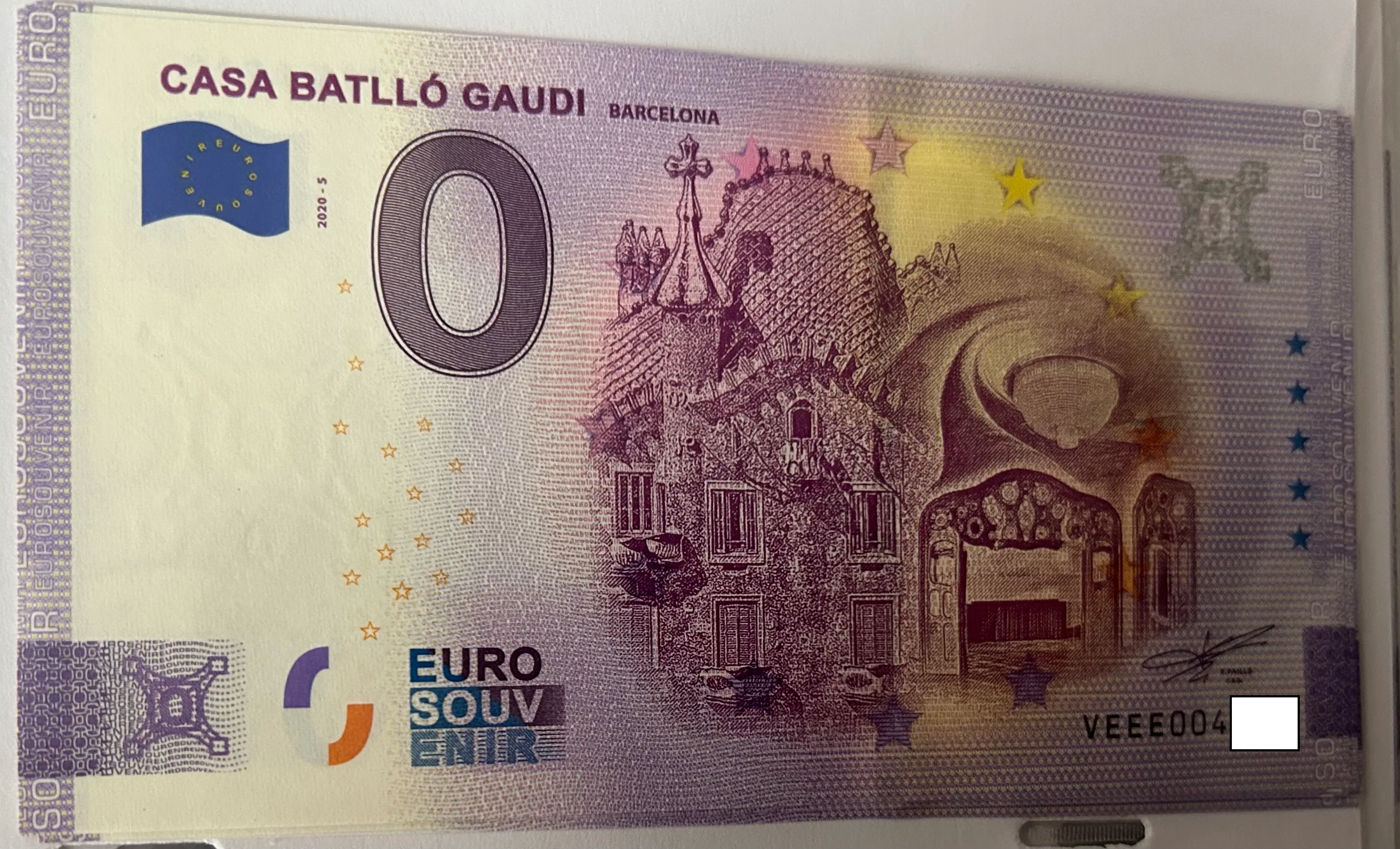 BILLETE 0 EURO ESPAÑA VEEE 2020-5 CASA BATLLO GAUDI